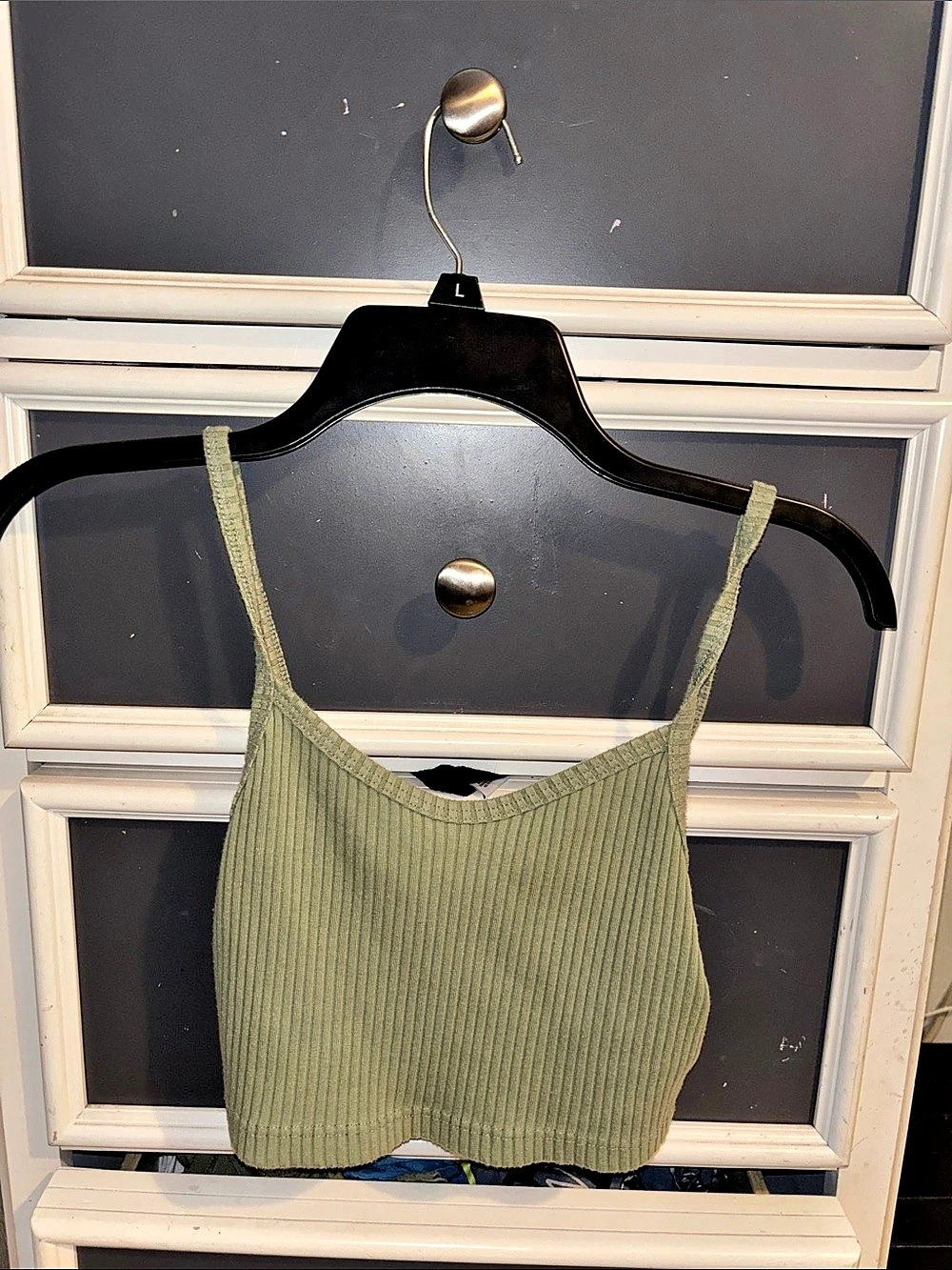 Better Be Ribbed Scoop Neck Crop Top in Green